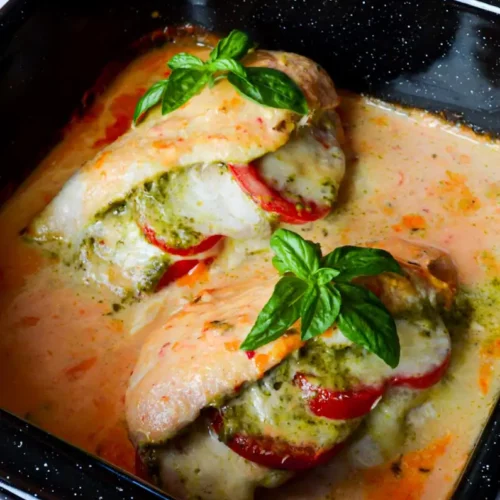 Tomate Mozzarella Hähnchen aus dem Ofen